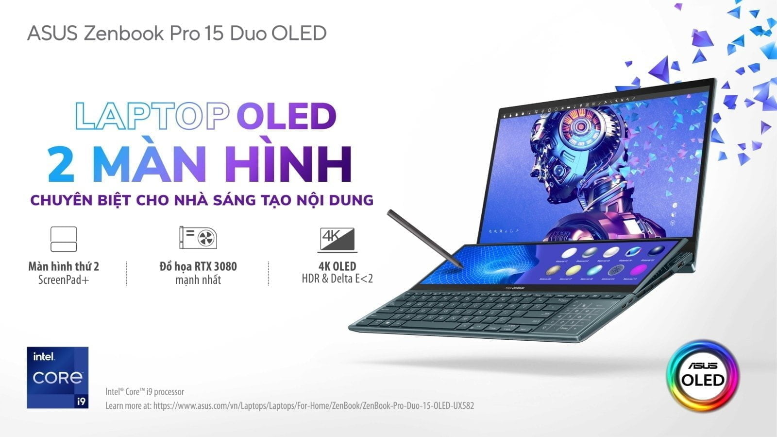 ASUS chinh phục người dùng sáng tạo nội dung với sản phẩm chủ đạo Zenbook Duo Pro 15 OLED (UX582)