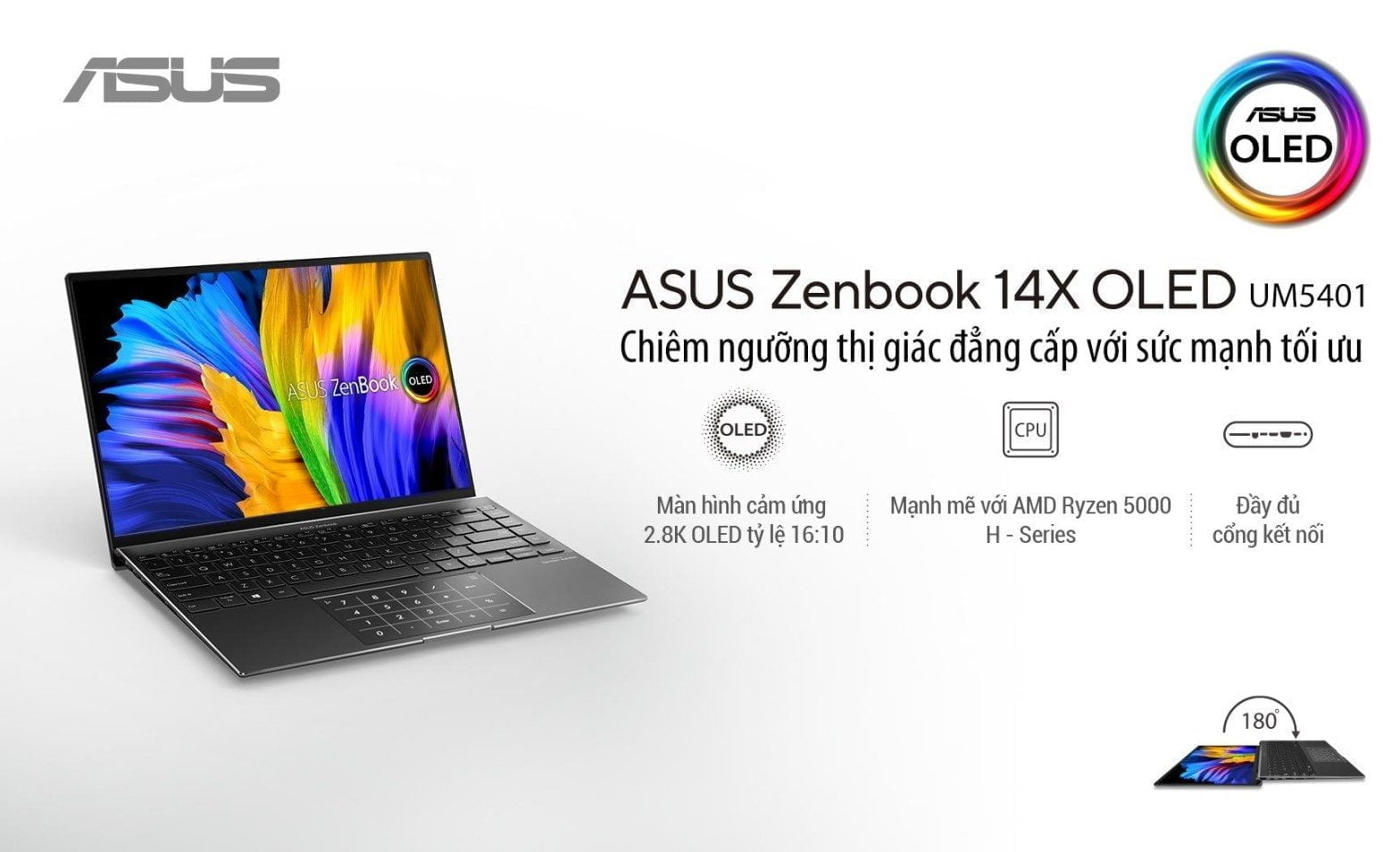 ASUS giới thiệu ZenBook 14X OLED mới: laptop toàn năng với hiển thị OLED cao cấp và hiệu năng mạnh mẽ