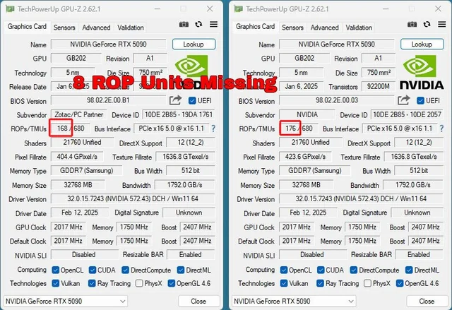 nvidia geforce rtx 5090 spotted with missing rops v0 MMOSITE - Thông tin công nghệ, review, thủ thuật PC, gaming