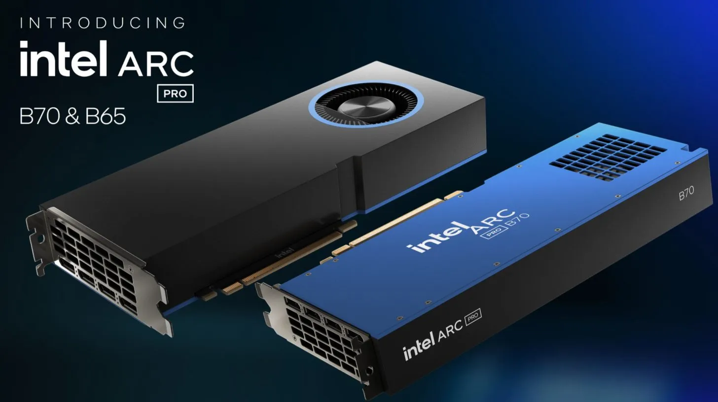 GPU INTEL ARC PRO B70 TIÊU THỤ 720W TRONG TÁC VỤ SUY LUẬN AI 1 Intel Arc Pro B70 B65 MMOSITE - Thông tin công nghệ